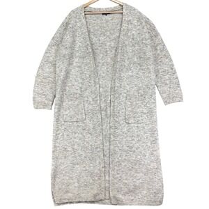 French Paris Cardigan Sweater‎ Womens M Cream Long Oversized Pockets Luxury